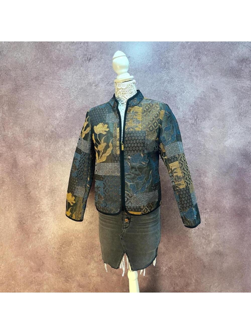 Christopher & Banks Floral Tapestry Zip Jacket
